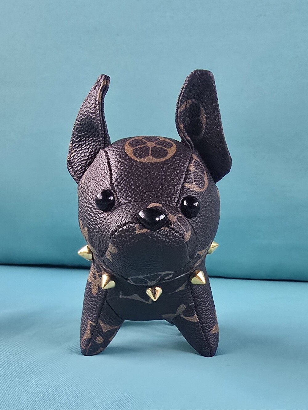 Studded Collar Dog Bag Charm - Brown